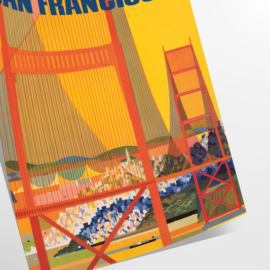 vibrant spirit San Francisco stunning travel poster warm brown orange hues captivating wall art perfect gift city lovers travelers standalone print decor