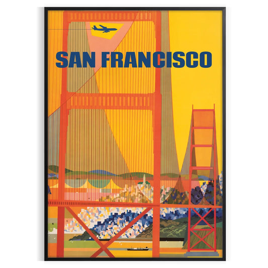 vibrant spirit San Francisco stunning travel poster warm brown orange hues captivating wall art perfect gift city lovers travelers standalone print decor