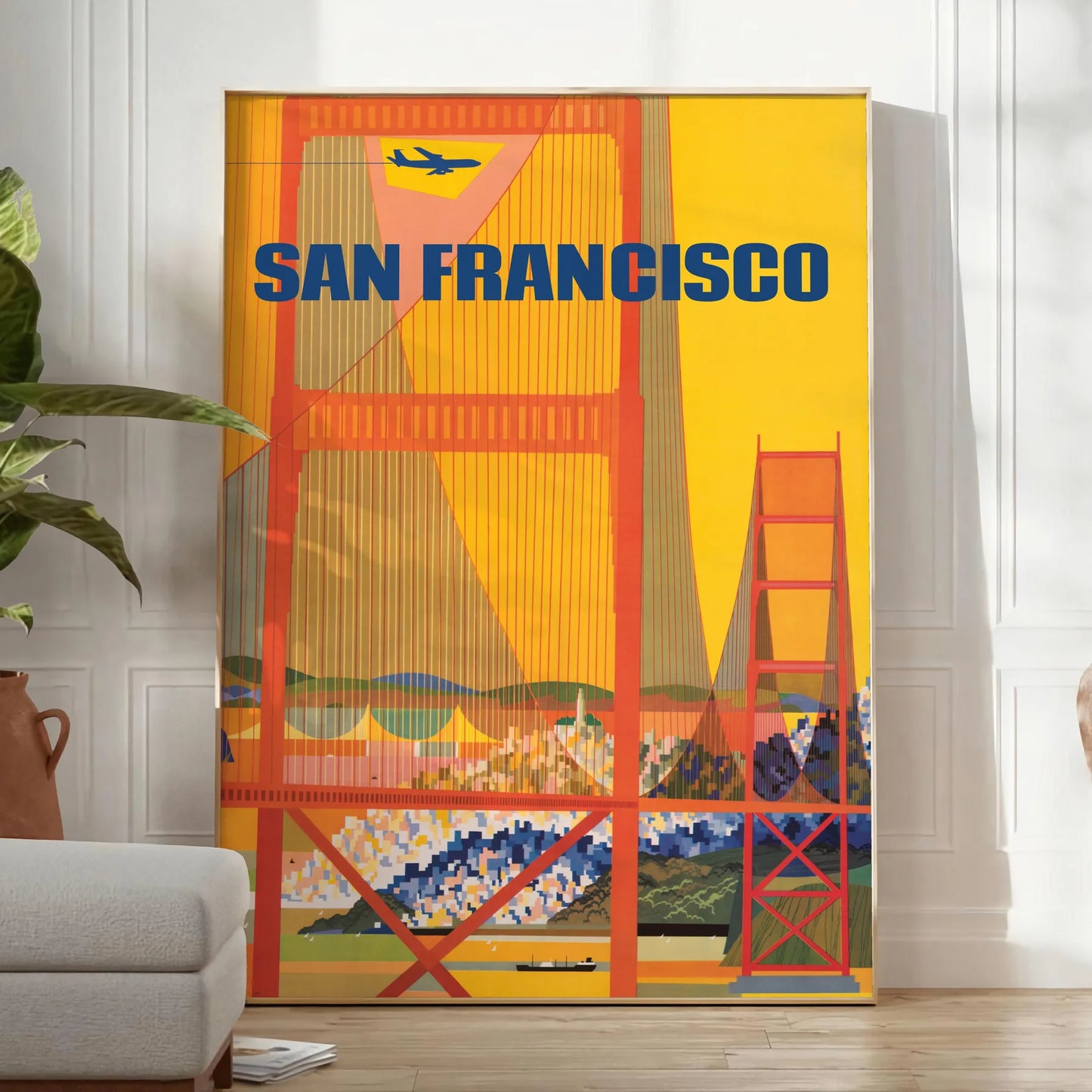 vibrant spirit San Francisco stunning travel poster warm brown orange hues captivating wall art perfect gift city lovers travelers standalone print decor