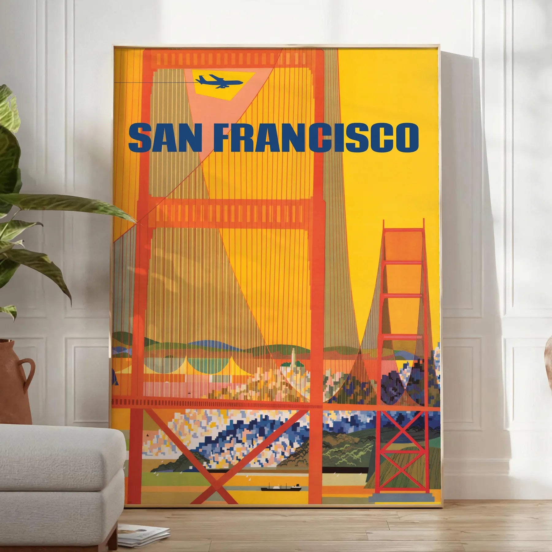 vibrant spirit San Francisco stunning travel poster warm brown orange hues captivating wall art perfect gift city lovers travelers standalone print decor